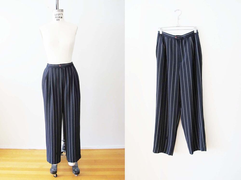Vintage 2000s Y2K Womens Pinstripe Trouser Pants S M